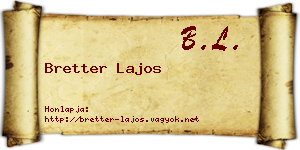 Bretter Lajos névjegykártya